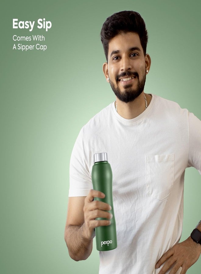PEXPO Bistro ISI Certified Stainless Steel Fridge Water Bottle 750ML, Military Green | Single Wall | Leakproof | Ideal for Home, Office, Gym, School, Yoga, Trekking - Image 5